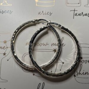 Vintage designer JCM Jacmel Diamond Cut Large Hoop Earrings 1.5"